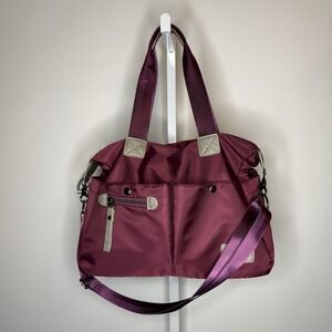 Balizuoan Purse Mommy Bag Plum  Nylon Pockets Adjustable Strap New In Bag